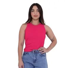 Regata Pink Americana Blusinha Feminina Canelada Ribana