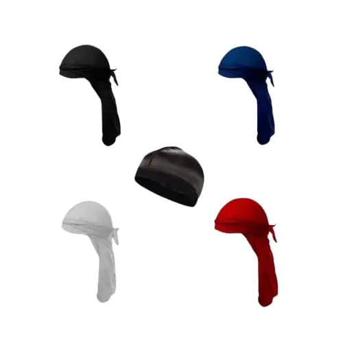 Kit 4 Bandana Durag e 1 Wave Caps Azul ou Preta para Penteado Waves Estilo Conforto Hip Hop Rap Trap