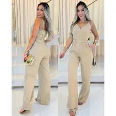 Macacão Longo Feminino Pantalona Alfaiataria Premium Social