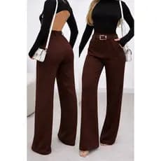 Calça Pantalona Feminino Alfaiataria Social Casual Com Cinto