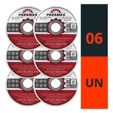 Kit 6 Disco De Corte Inox E Metal 7" Paramax Profissional Metal Aço Inox Aluminio Ferro Original