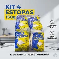 Kit 4 Unidades Estopa Branca Extra Para Polimento Automotivo Carro E Moto Limpeza