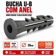 Bucha U-b Com Anel 8mm Parede Tijolo Bloco Usaf Com 500un