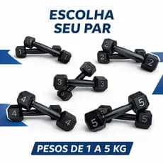 Par Halter 1KG ao 5KG Sextavado Pintado Musculação