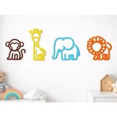 Quadros Decorativos Animais Safari Infantil para Quarto de Bebê – Kit Decoração de Parede