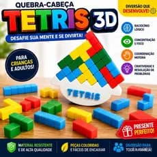 Quebra-Cabeça Tetris 3D Educativo Infantil e Adulto Jogo de Raciocínio Lógico Colorido Brinquedo Pedagógico