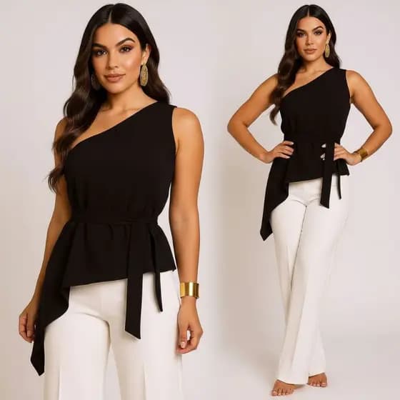 Blusa Feminina Elegante Social Assimétrica Linha Premium
