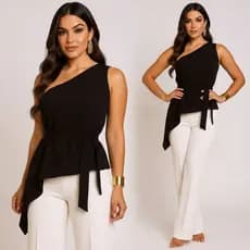 Blusa Feminina Elegante Social Assimétrica Linha Premium
