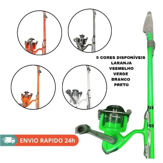 Kit Vara de Pesca Ultralight 2,40m + Molinete Granada com Carretel de Alumínio, 3 rolamentos
