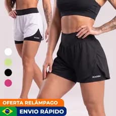 Kit 2 Shorts Feminino 2 em 1 Compressão Dry Fit Com Bolso Short Para Treinar na Academia Corrida