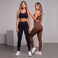 Conjunto Fitness Feminino Para Treino e Academia Top + Legging Zero Transparência Academia