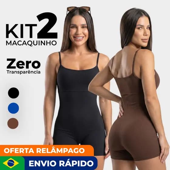 KIT 2 MACAQUINHO FITNESS FEMININO Alcinha Virginia Zero Transparência para Academia e Treino Corrida