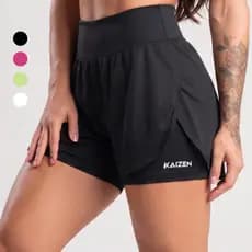 SHORT FEMININO DUPLO COMPRESSÃO 2 EM 1 COM BOLSO INTERNO Bermuda Dry Fit Para Treinar na Academia