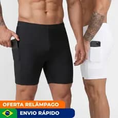 BERMUDA COMPRESSÃO MASCULINA SEGUNDA PELE TÉRMICA com bolso celular academia corrida treino