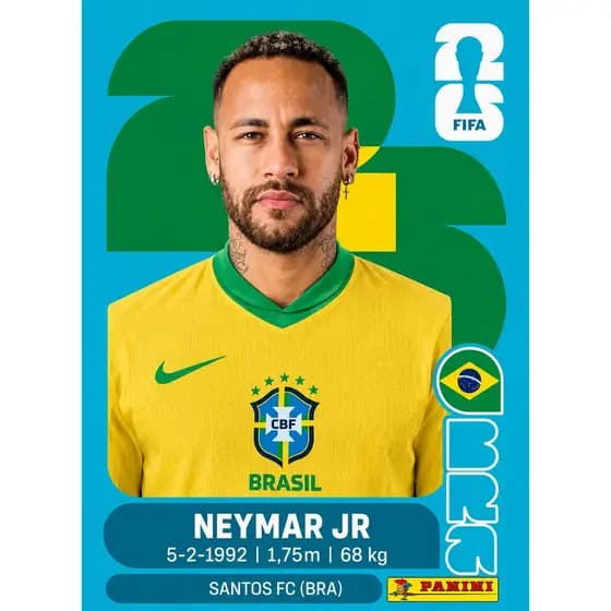 Kit 7 Figurinhas Neymar Álbum Copa 2026 Brasil