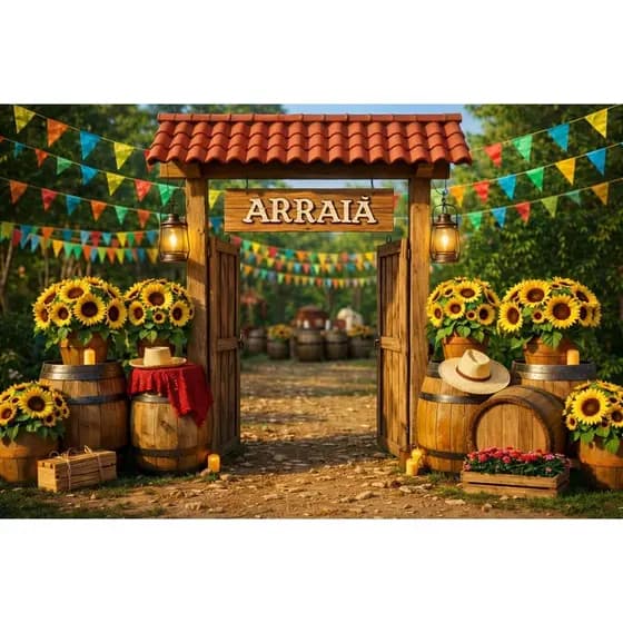 Fundo Fotográfico Festa Junina 2,20x1,50m LuxO Painel Arraiá Decorativo Qualidade Profissional Cenário Fotografia Festa