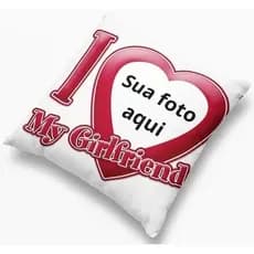 Capa de almofada My Boy My Girl 45x45 com Foto Coração Oxford Zíper Presente Romântico com sua foto
