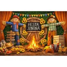 Painel Festa Junina Retangular 2,20x1,50 Fundo Fotográfico Festa Junina/Festa de São João ESPANTALHO