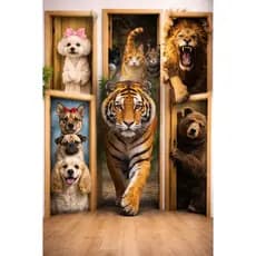 Capa de Porta Decorativa Animais Tecido Sublimado 0,85x2,10