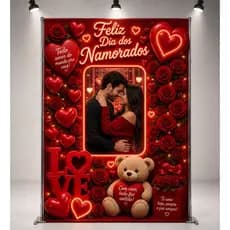 Painel Dia dos Namorados 3D Interativo Vazado 1,5 x 2,20 Foto Cenário Romântico
