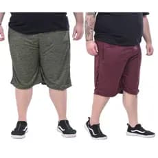 G1 ao G6 Short Sport Tamanhos Especiais Extra Grande Meia Malha - Kit com 2 Peças