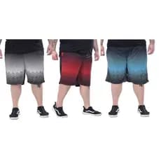 Kit 3 Peças - Bermuda Plus Size Masculino Helanca do 48 ao 60 Academia Dry Esportiva