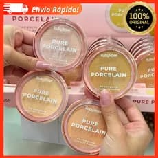 Po Facial Compacto Cobertura Leve Pure Porcelain Linha Rosa Ruby Rose - Porcelana/Natural/Ultrafino