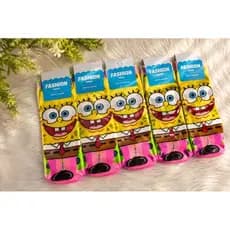 1 par de Meias 3D Divertida Infantil Cano Alto Menino ou Menina Divertida Bob esponja Conforto Diversão