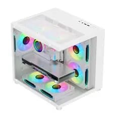 Gabinete Gamer Aquário M-ATX - USB tipo C - Branco G-Fire- Vidro, Sem Fonte/Fans, CG300W - CG300B