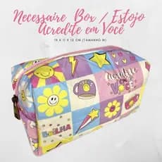 Necessáire Box / Estojo (Porta maquiagem, acessórios, medicamentos) NECESSAIRE VIAGEM - ACREDITE EM VOCÊ (Frases motivacionais)