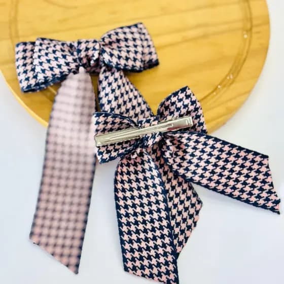 Kit 2 Laços / Laço mãe e filha /Laço com ponta /Laço pied de poule /laço azul marinho com rosa /laço P
