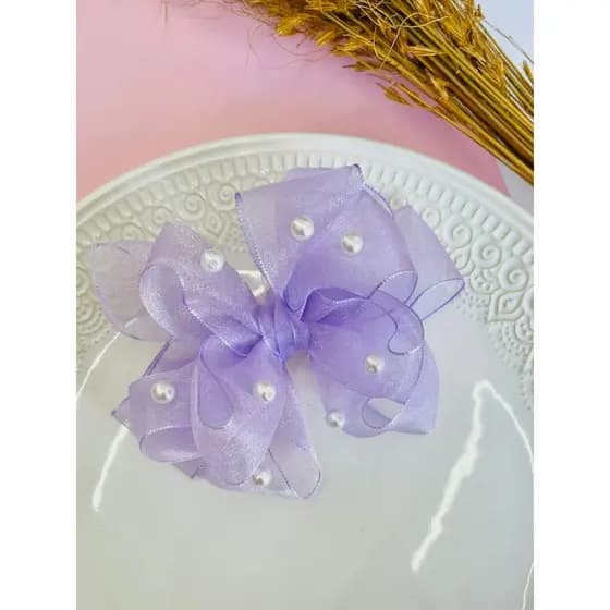 Laço infantil / Laço médio   /Laço lilás  /Laço delicado /Laço de festa / Laço de organza com pérola