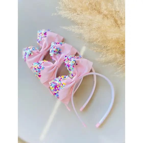 Tiara infantil Com Glitter / Tiara colorida / Tiara com laço divertida / Diadema Infantil