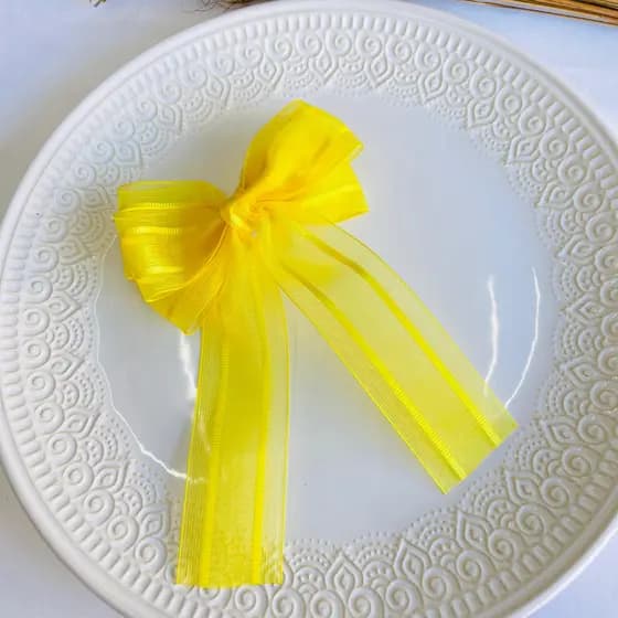 Laço de Luxo com ponta / laço delicado / laço de cabelo com ponta /laço amarelo /  Laço adulto / laço infantil
