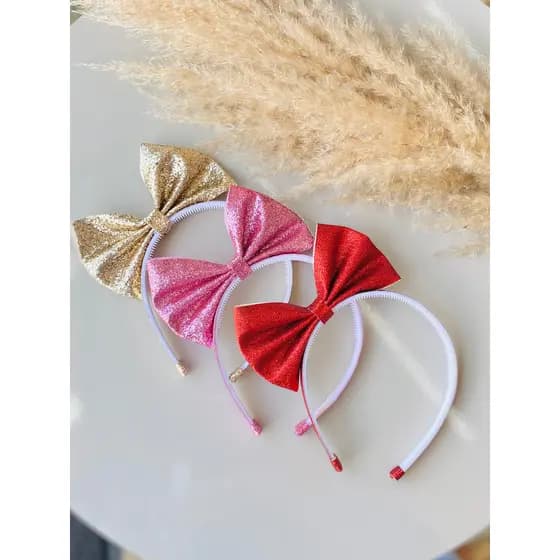 Tiara Infantil / Tiara com Laço em Pé / Tiara de Glitter / Diadema de Luxo / Arco Infantil Lindo