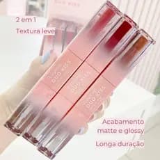 LANÇAMENTO Batom Duo Kiss 2 em 1 Batom e Gloss Linha Rosa by Ruby Rose