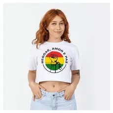 Cropped Feminino Academia Fitness 100% Agodão Reggae Paz