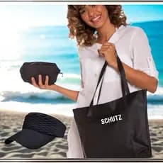 kit de Bolsa + Estojo Fecho Ziper Academia Gym Club Piquinique Feminina Moda Praia Eco Bag Lavavel Impermeável Schut