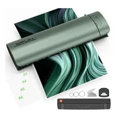Plastificadora A3 Quente/frio 6 Em 1 - Pré-aquecimento 60s, Duplo Rolo, Botão Abs - Inclui Cortador E 30 Sacos 220V