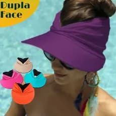 Viseira Dupla Face Proteção Solar Uv50+ Turbante Feminino Bone Piscina Moda Praia