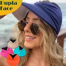 Viseira Turbante Dupla Face  Praia Ajustável Proteção Uv+50 Verão Piscina Bandana Ajustavel