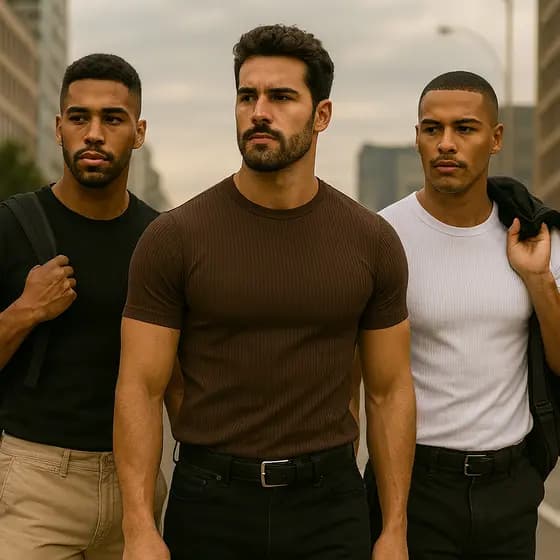 Camisa Masculina Canelada Algodão Ribana Slim Fit Modela o Corpo Sem Transparencia Camiseta Blusa Masculino Slim Fit