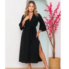 Saida de Praia Longa Kimono de Praia Cardigan Verão Piscina Feminino Canga Fit Mulher Banho de Sol Estilo