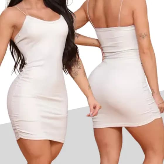 Vestido Branco Com Brilho de Ano Novo Reveillon Virada do Ano Tubinho Curto de Alcinha Com Forro Zero Transparente Festa