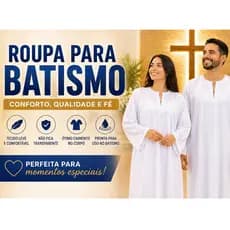 Beca de Batismo Evangélico Unissex Branca Tecido Leve Não Transparente Conforto e Elegância Feminino Masculino