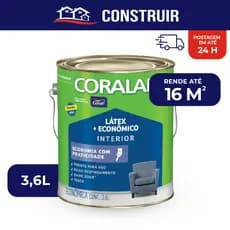 Tinta Latex 3,6 Litros Econômica Coralar Paredex Secagem Rápida Coral Cores Parede Áreas Internas