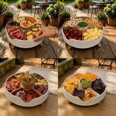 Petisqueira Giratória Premium 3D Bandeja de Frios com Divisórias Mesa Posta Queijos Aperitivos
