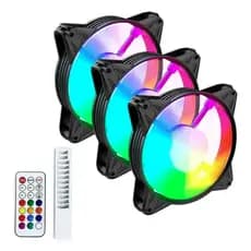 Kit 3 Cooler Fan + Hub + Coltrole Rgb 6 Pin Clanm Preto