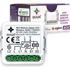 Interruptor Mini Zigbee 2 Canais Inteligente Automação Ekaza Branco 127/220v