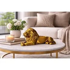 Escultura Leão Decorativo com Vaso Central Multifuncional para Flores Mesa e Hall de Entrada